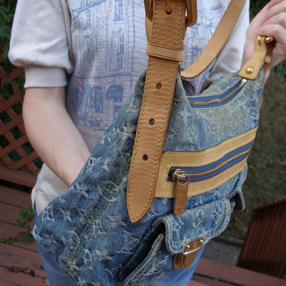💙 LOUIS VUITTON Denim Monogram Baggy CROSSBODY MESSENGER BAG - Picture 11 of 16